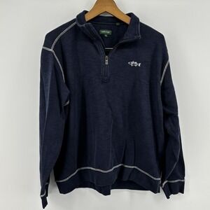 Orvis Tencel Pima Cotton Blend Quarter Zip Pullover Men XL Blue Sweatshirt